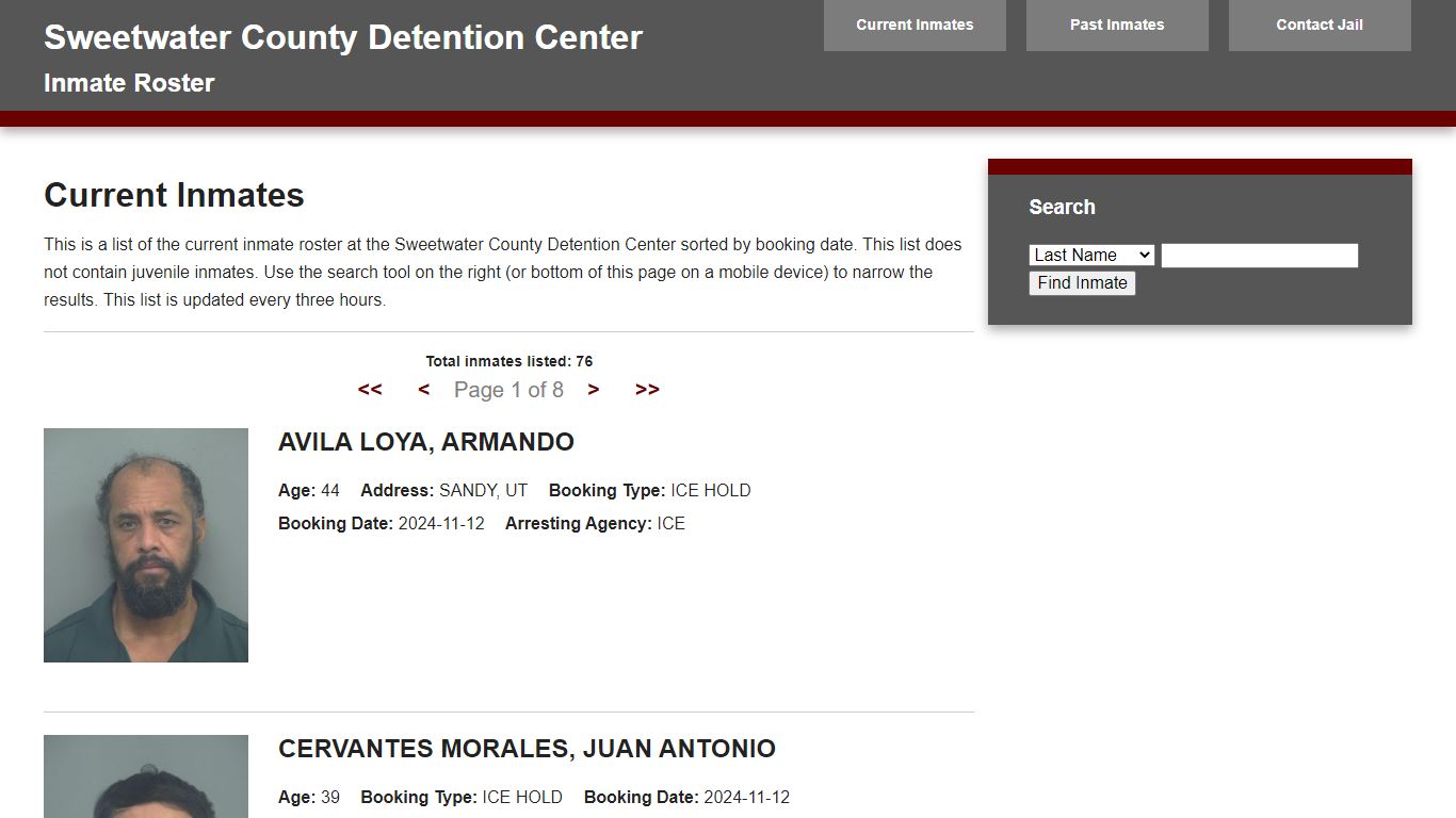 Jail Roster - sweetwater911.org