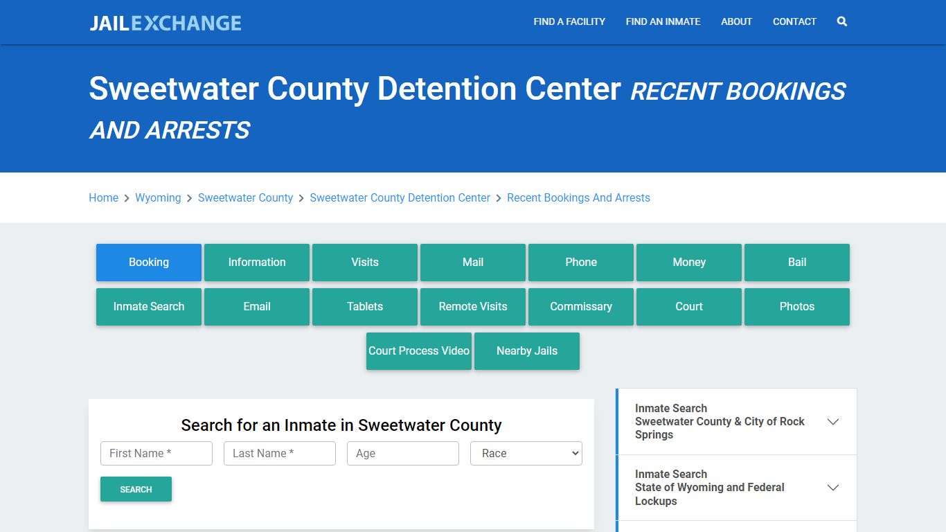 Sweetwater County Detention Center Recent Bookings And Arrests